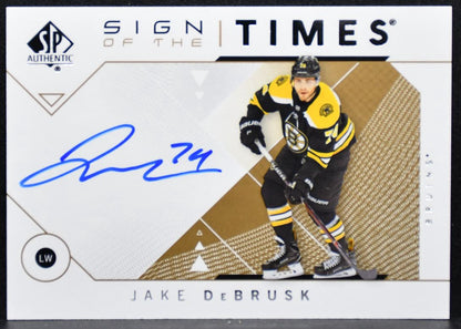2018-19 SP Authentic Sign of the Times Jake DeBrusk Boston Bruins Auto 3142
