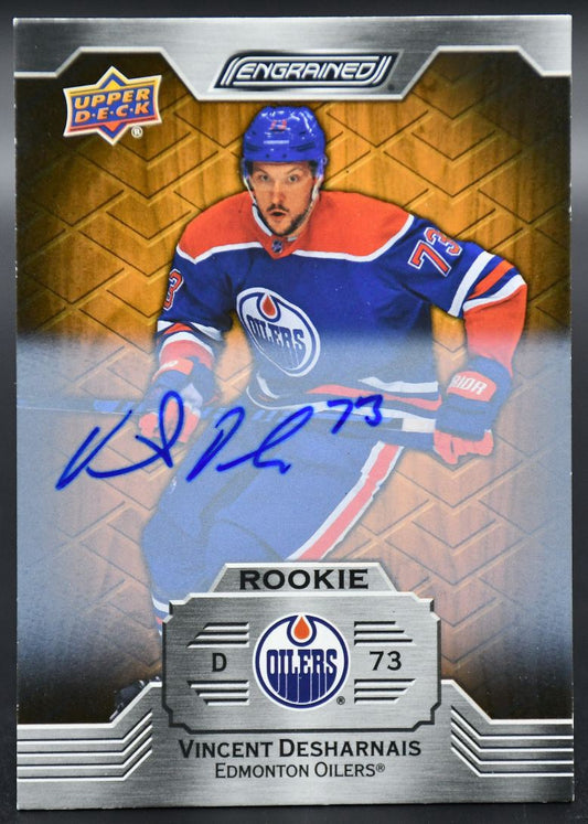 2023-24 UD Engrained Vincent Desharnais 122 Edmonton Oilers RC Auto