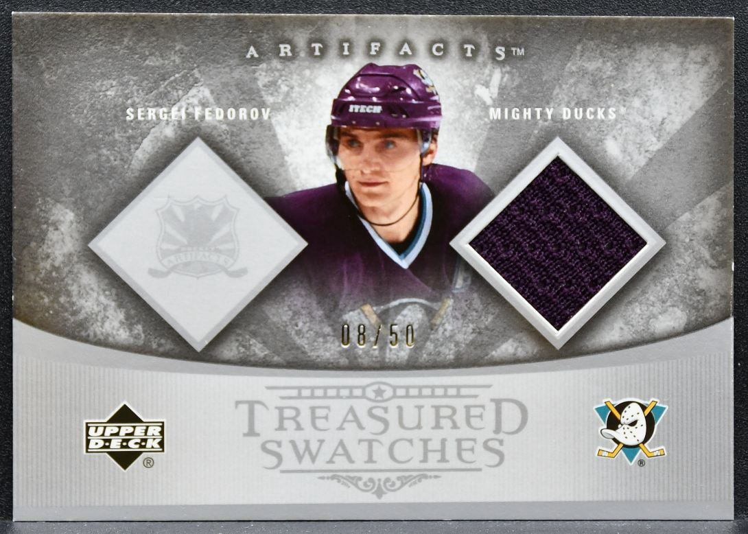 2005-06 UD Artifacts Treasured Swatches Silver Sergei Fedorov 08/50 Jersey 9226