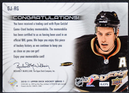 2010-11 UD Series 1 UD Game Jerseys Ryan Getzlaf GJ-RG Anaheim Ducks Jersey 2509