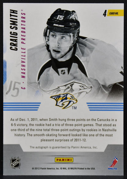 2011-12 Panini Titanium New Wave Autographs Craig Smith 4 Predators Auto 8720