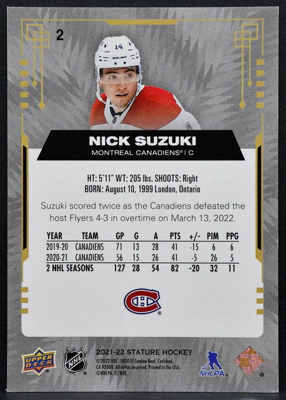 2021-22 Upper Deck Stature Nick Suzuki 2 Montreal Canadiens 10/33 0443