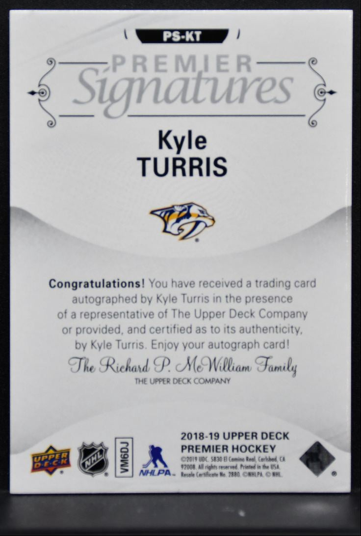 2018-19 Upper Deck Premier Signatures Kyle Turris Nashville Predators Auto 3759
