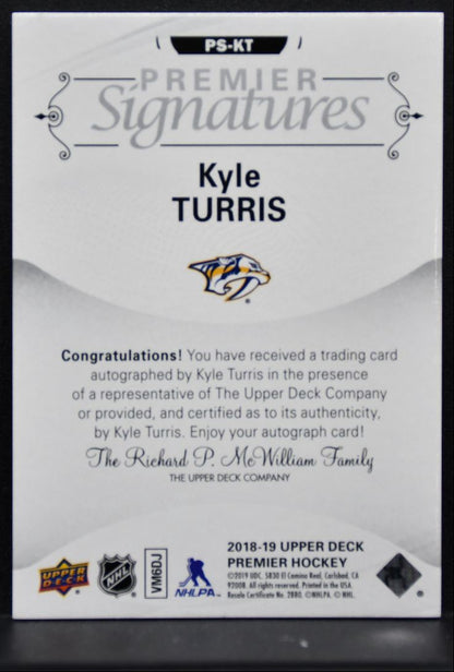 2018-19 Upper Deck Premier Signatures Kyle Turris Nashville Predators Auto 3759