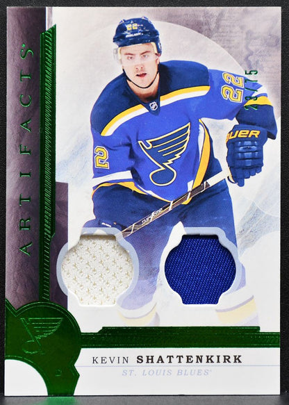 2016-17 UD Artifacts Emerald Materials Kevin Shattenkirk 42 Blues Jersey 2386