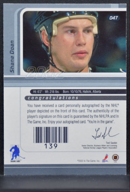 2001-02 In The Game Signature Series Auto Gold Shane Doan Auto 1366
