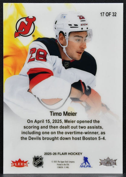 2025-26 Flair Hot Hues Timo Meier 17 New Jersey Devils 4681