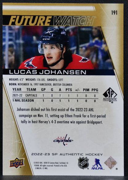 22-23 SP Authentic Future Watch Limited Lucas Johansen Capitals RC /99 8205