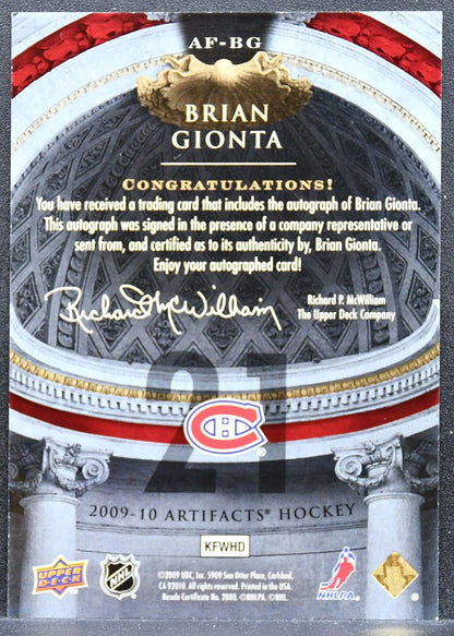 2009-10 Upper Deck Artifacts Autofacts Brian Gionta AF-BG Canadiens Auto 9905