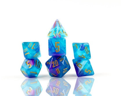 Sirius Dice Nebula Cerulean Blue With Purple 7-die Set