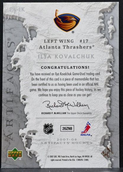2007-08 Upper Deck Artifacts Frozen Ilya Kovalchuk Atlanta Thrashers Jersey 5338
