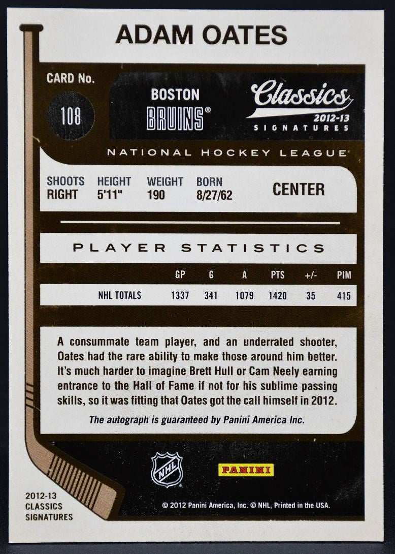 2012-13 Panini Classics Signatures Adam Oates 108
