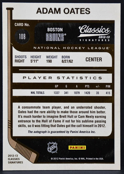 2012-13 Panini Classics Signatures Adam Oates 108