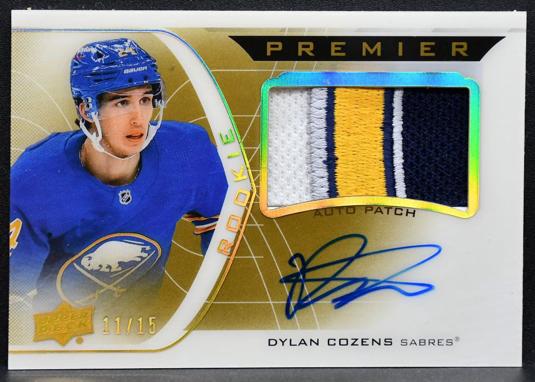 2020-21 UD Premier Acetate Horizontal Gold Cozens RC Auto 11/15 Patch 5975