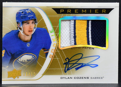 2020-21 UD Premier Acetate Horizontal Gold Cozens RC Auto 11/15 Patch 5975