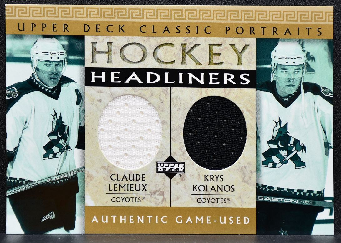 2002-03 UD Classic Portraits Headliners Lemieux/Kolanos Jersey 0509