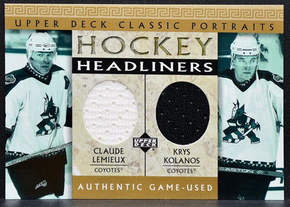 2002-03 UD Classic Portraits Headliners Lemieux/Kolanos Jersey 0509