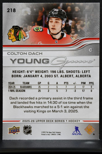 2025-26 Upper Deck Series 1 Young Guns Colton Dach Chicago Blackhawks RC 7511