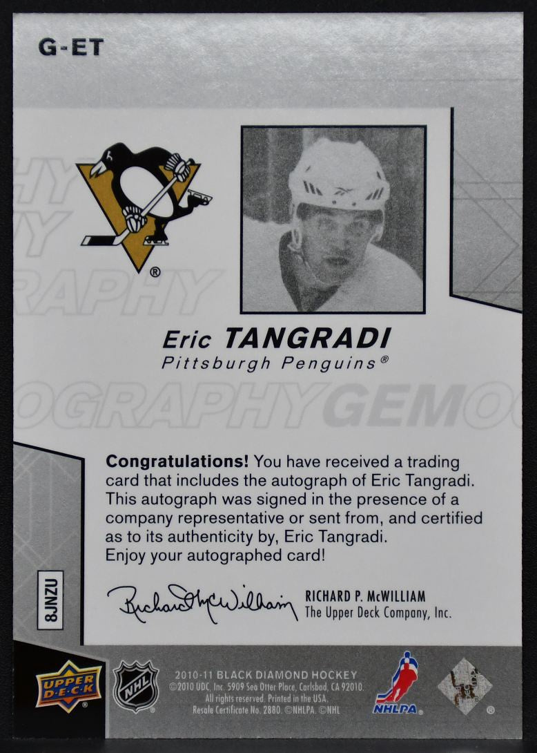 2010-11 UD Black Diamond Gemography Eric Tangradi G-ET Penguins Auto 9987