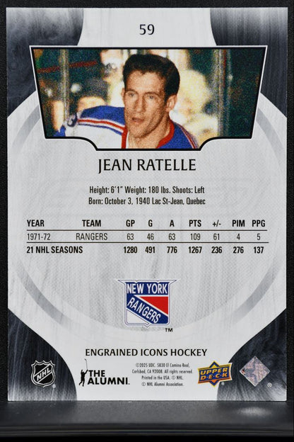 2024-25 Upper Deck Engrained Ebony Jean Ratelle 59 New York Rangers 073/199 4298