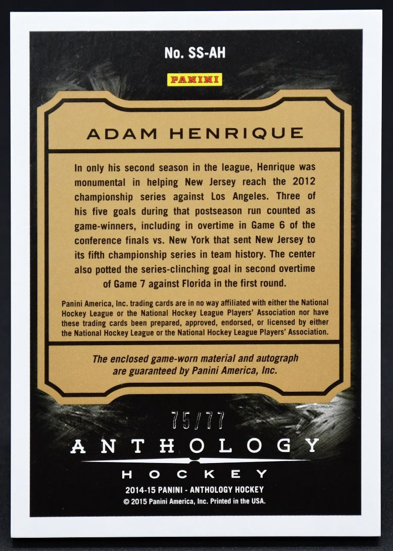 2014-15 Panini Anthology Sizeable Signatures Henrique SS-AH Auto 75/77 Jersey