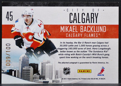 2011-12 Panini Pinnacle City Lights Mikael Backlund 45 Flames Auto 009/100 1001
