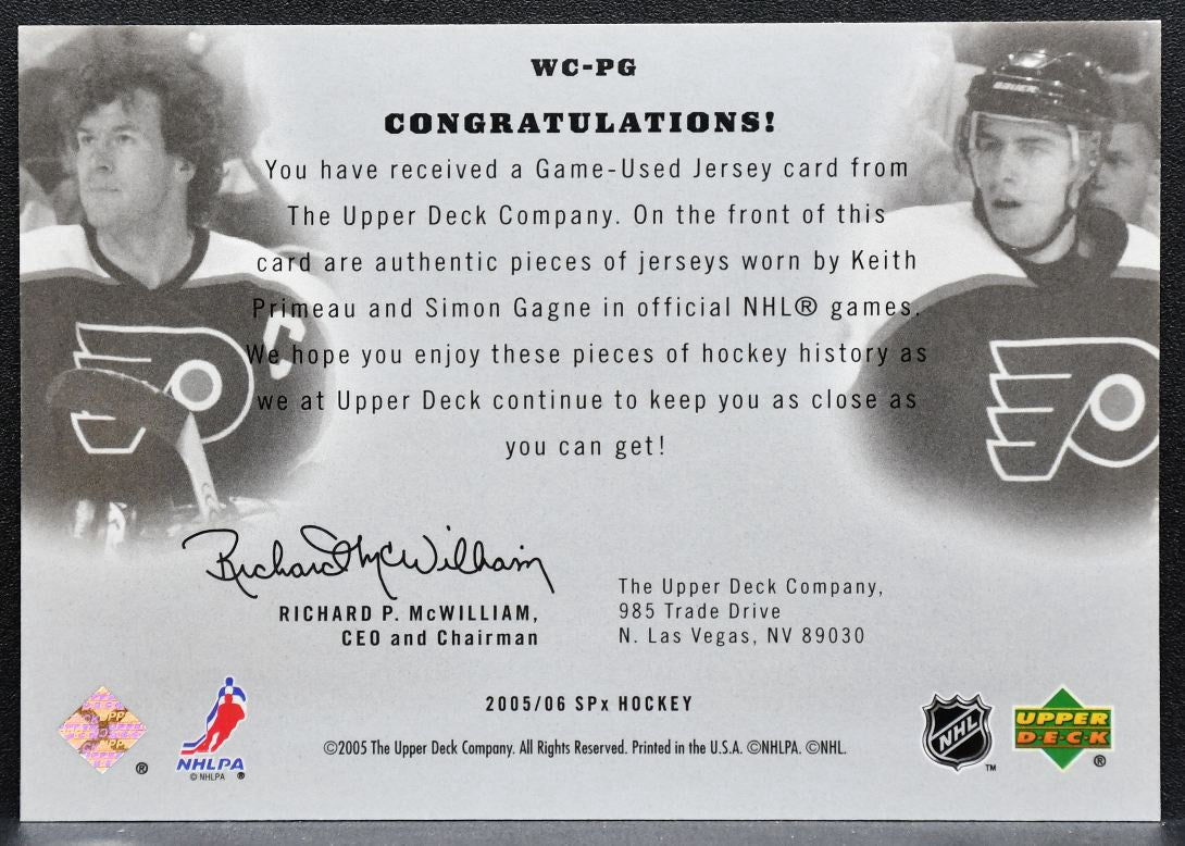 2005-06 SPx Winning Combos Keith Primeau/Simon Gagne Flyers 098/350 Jersey 4706