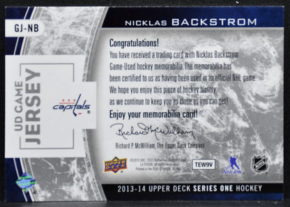 2013-14 UD Series 1 UD Game Jerseys Nicklas Backstrom GJ-NB Capitals Jersey 4309