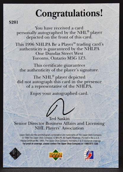 1996-97 UD Be A Player Global Training Jari Kurri S201 Auto