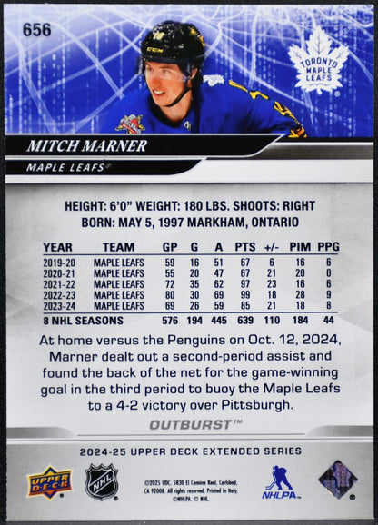 2024-25 Upper Deck Extended Series Outburst Mitch Marner 656 Maple Leafs 6889