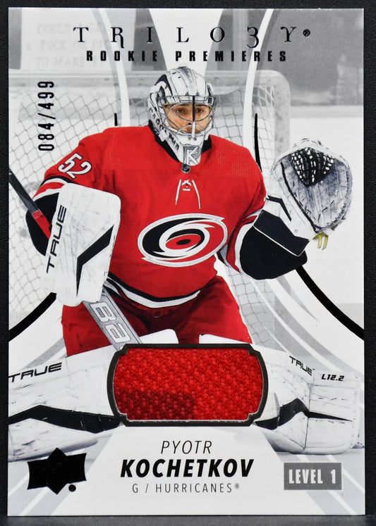 22-23 UD Trilogy RC Premieres Jersey Kochetkov Hurricanes RC /499 Jersey 6539