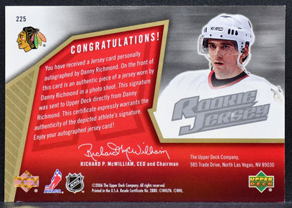 2005-06 SPx Rookie Jersey Auto Richmond Blackhawks RC Auto 0977/1999 Jersey 9640