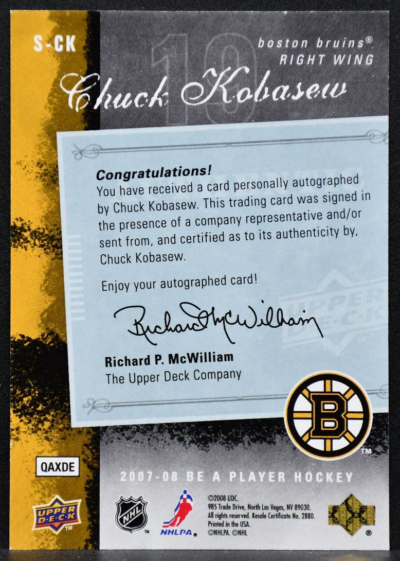 2007-08 Upper Deck Be a Player Signatures Chuck Kobasew S-CK Auto 4242