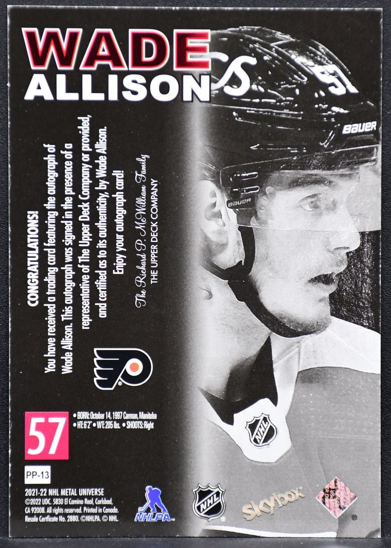 2021-22 Skybox Metal Universe Premium Prospects Auto Wade Allison PP-13 RC Auto