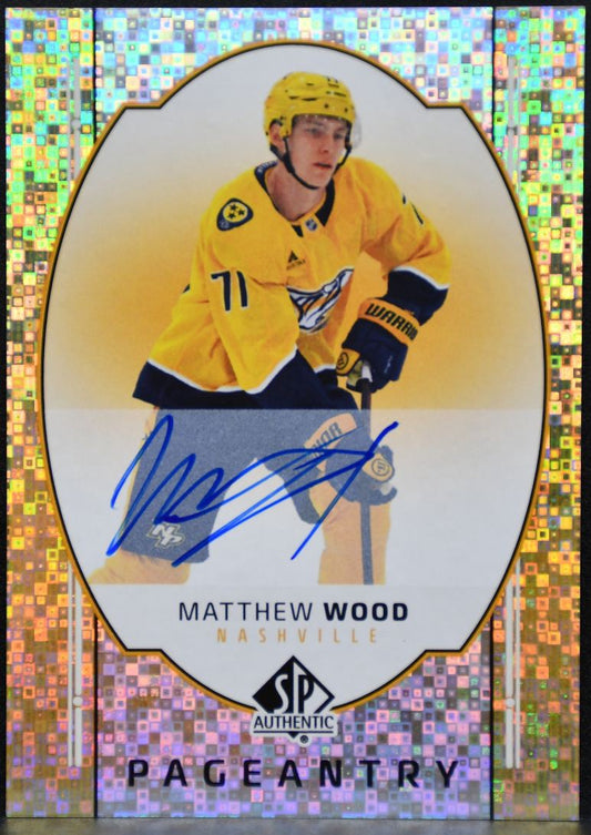 2025-26 SP Authentic Pageantry Auto Matthew Wood P-11 Predators Auto 5065