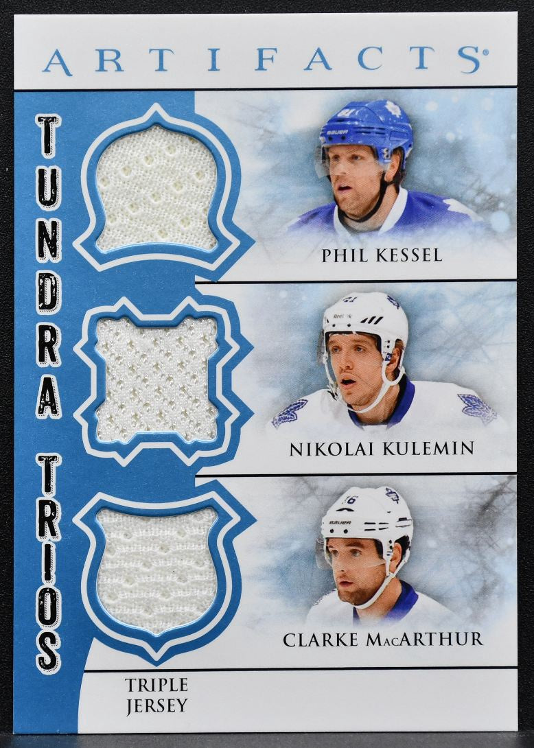 2012-13 UD Artifacts Tundra Trios Blue Kessel/MacArthur/Kulemin Jersey 8511