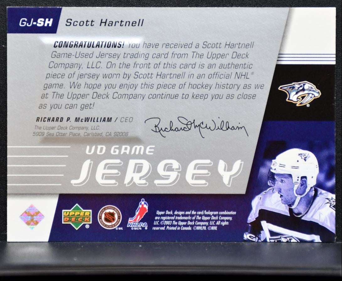 2002-03 Upper Deck Series 2 UD Game Jersey Scott Hartnell Predators Jersey 5623