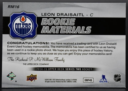 2014-15 UD Series 2 Rookie Materials Leon Draisaitl RM16 RC Jersey