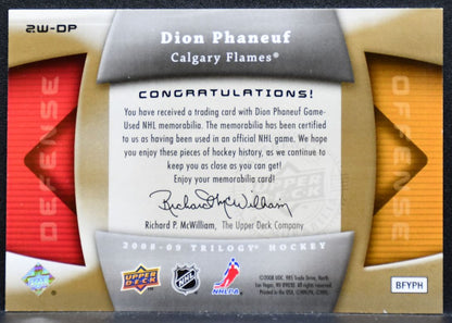 2008-09 Upper Deck Trilogy Two-Way Threads Dion Phaneuf 2W-DP Flames Jersey 8710