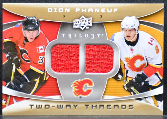 2008-09 Upper Deck Trilogy Two-Way Threads Dion Phaneuf 2W-DP Flames Jersey 8710