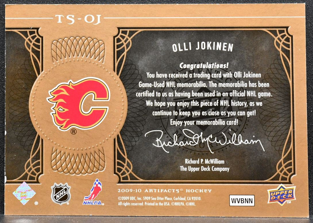 2009-10 UD Artifacts Treasured Swatches Olli Jokinen Flames 020/199 Jersey 1069