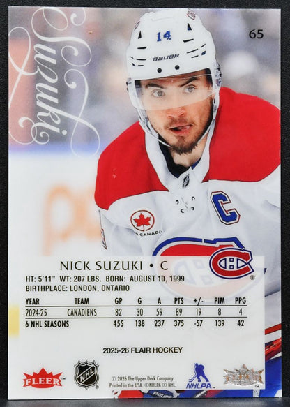 2025-26 Flair Nick Suzuki 65 Montreal Canadiens 5381