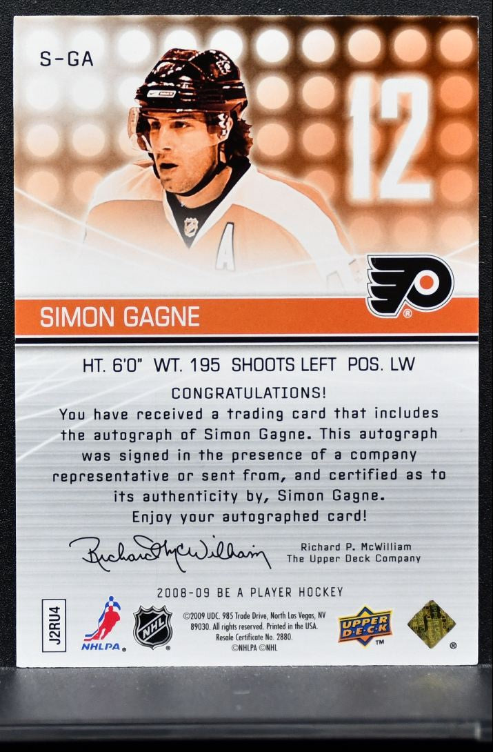 2008-09 Upper Deck Be a Player Signatures Simon Gagne S-GA Flyers Auto 0536