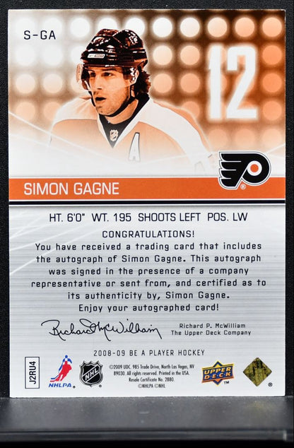 2008-09 Upper Deck Be a Player Signatures Simon Gagne S-GA Flyers Auto 0536
