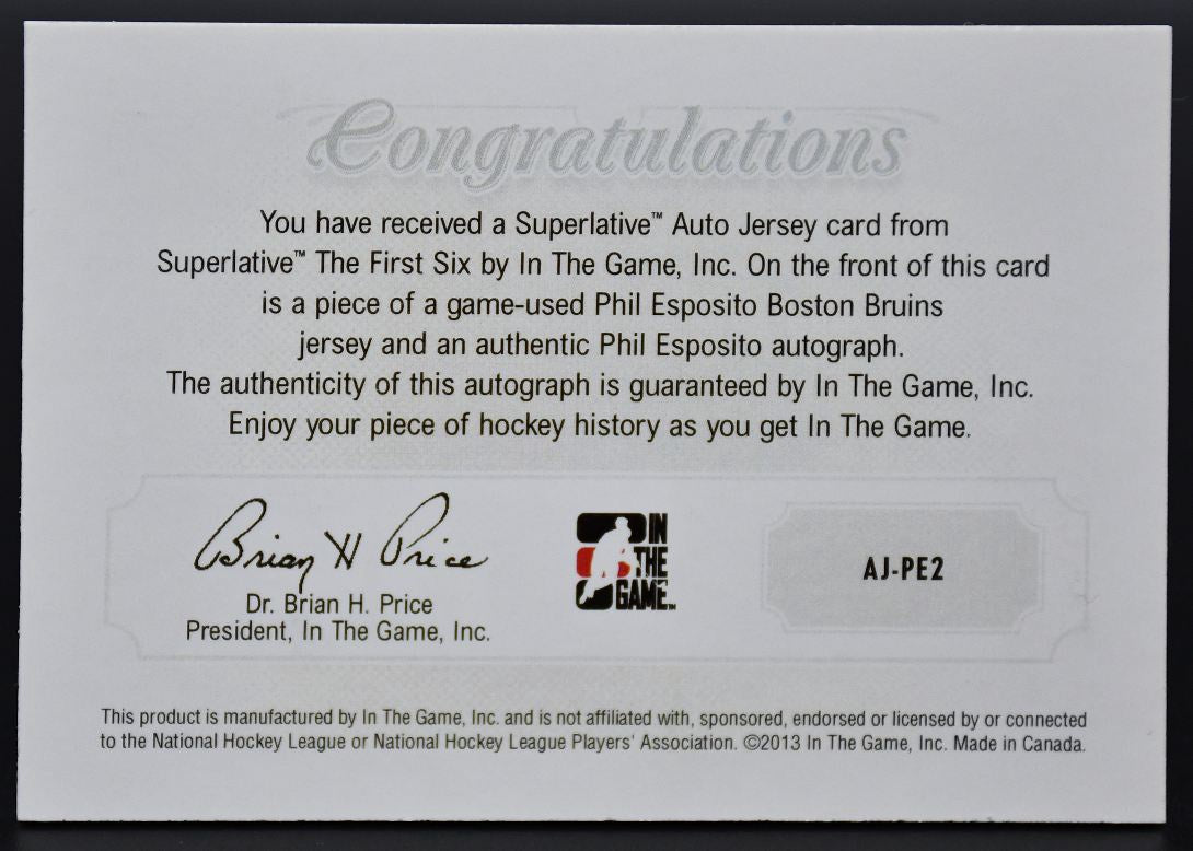 2013-14 Dans le jeu, six premiers superlatifs, maillot autographié superlatif Esposito