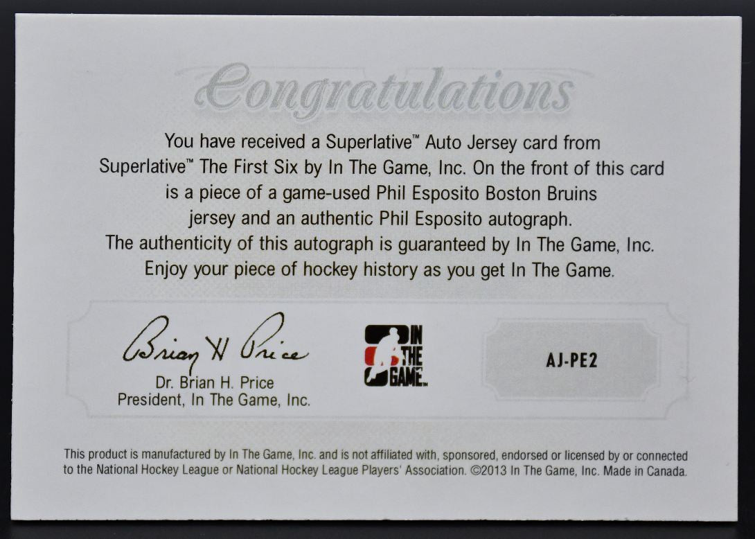 2013-14 In The Game Superlative First Six Superlative Auto Jersey Esposito Auto