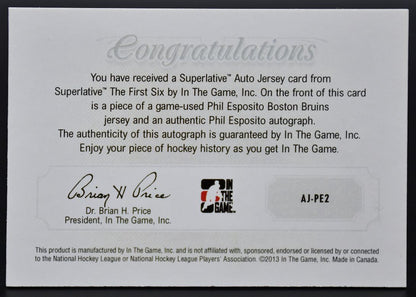 2013-14 In The Game Superlative First Six Superlative Auto Jersey Esposito Auto