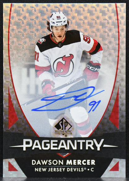 2023-24 SP Authentic Pageantry Red Auto Dawson Mercer P-20 Devils Auto 4500