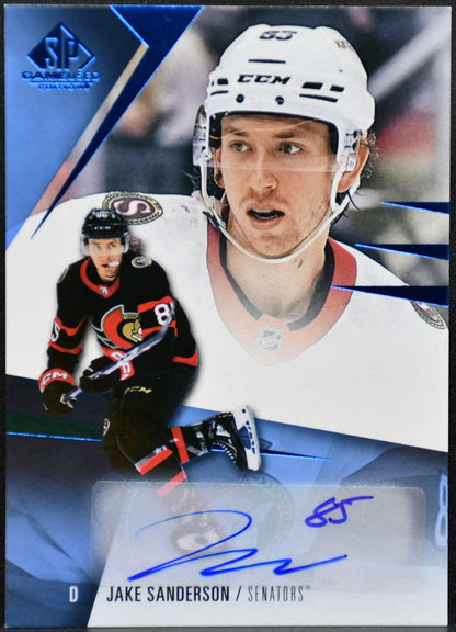 2023-24 SP Game Used Blue Auto Jake Sanderson 83 Ottawa Senators Auto 5172