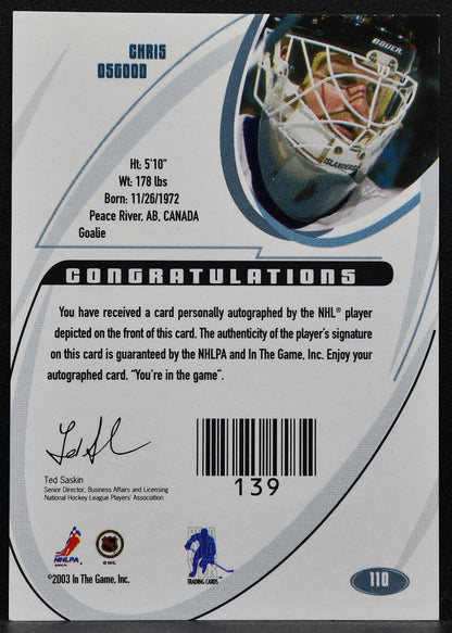 2002-03 In the Game Signature Chris Osgood 110 New York Islanders Auto 1368